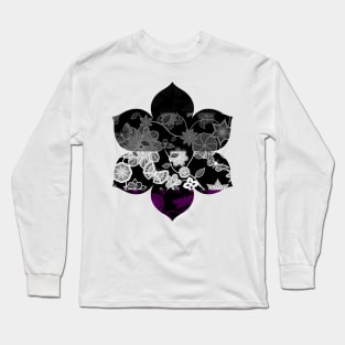 Butterfly Garden, Pride Flag Series - Asexual Long Sleeve T-Shirt